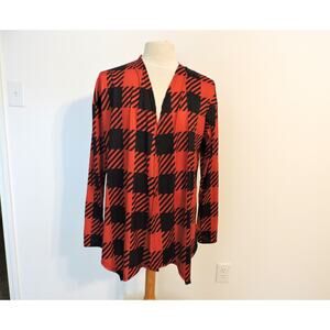 Lightweight Cardigan Red and Black Checked Pattern size 3XL